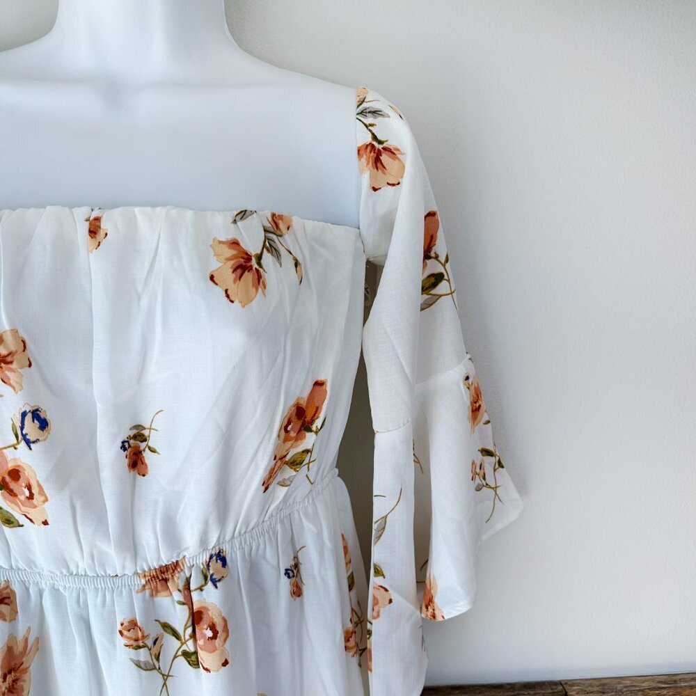 Lulus Floral Dress Mini Butterfly‎ Sleeves Square neck S - Picture 4 of 6